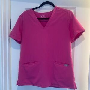 FIGS Pink Scrub top Raspberry Sorbet color